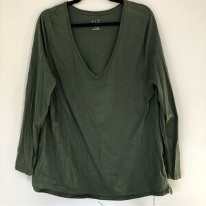 a.n.d. (a new day) - Olive Green long sleeve V-neck tee shirt Size XXL